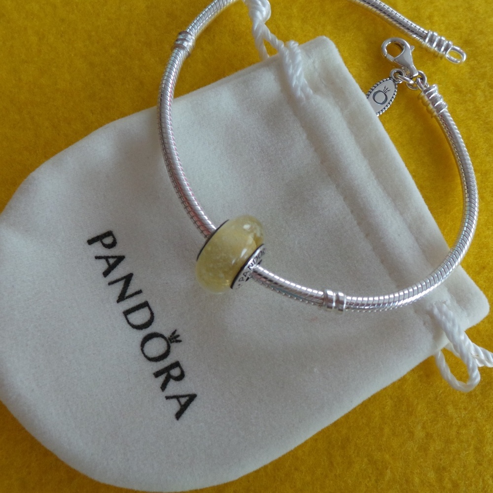 Pandora Disney Princess Belle Yellow Glow Murano